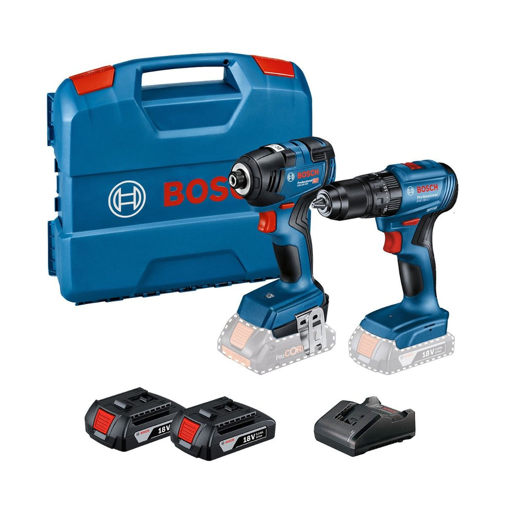 Combo Bosch 19J21G con Rotomartillo Percutor y Llave de Impacto Inalámbricos 18V con 2 Baterías, Cargador y Maletín Profesional