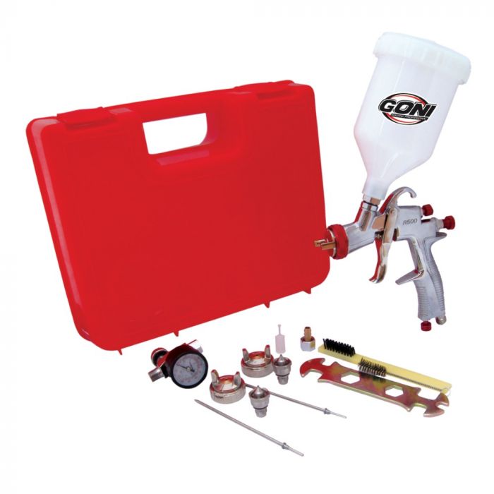 Kit de Pistola con Accesorios Goni 33000MPLUS | Pistola de Pintar Profesional con Manguera, Manómetro y Acoples para Compresor