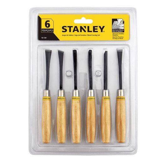 Juego de 6 Gurbias Afiladas Stanley 16-120 para Carpintería y Tallado en Madera