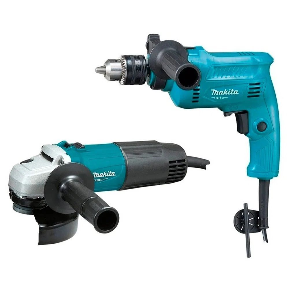Combo Makita MTK0003B con Rotomartillo M0801 y Miniesmeriladora M0901 710W + 600W Profesional para Corte, Desbaste y Perforación