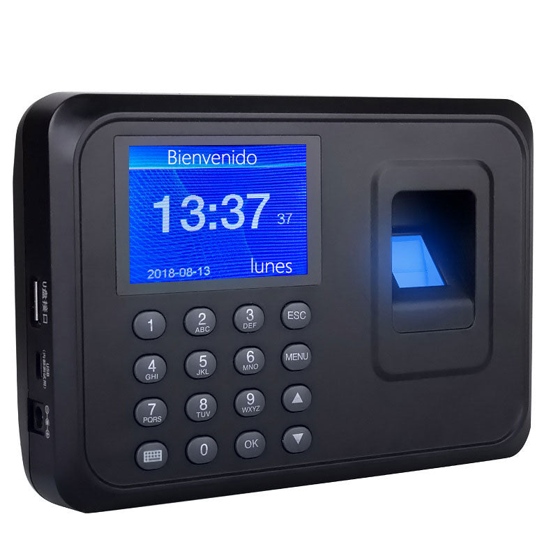 Reloj checador biométrico digital con huella y puerto USB – Control de asistencia para empleados con pantalla LCD y sistema de reconocimiento de huellas dactilares