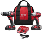 Combo Milwaukee 2697-22CT con Rotomartillo y Atornillador de Impacto M18™ 18V con 2 Baterías, Cargador y Estuche Profesional