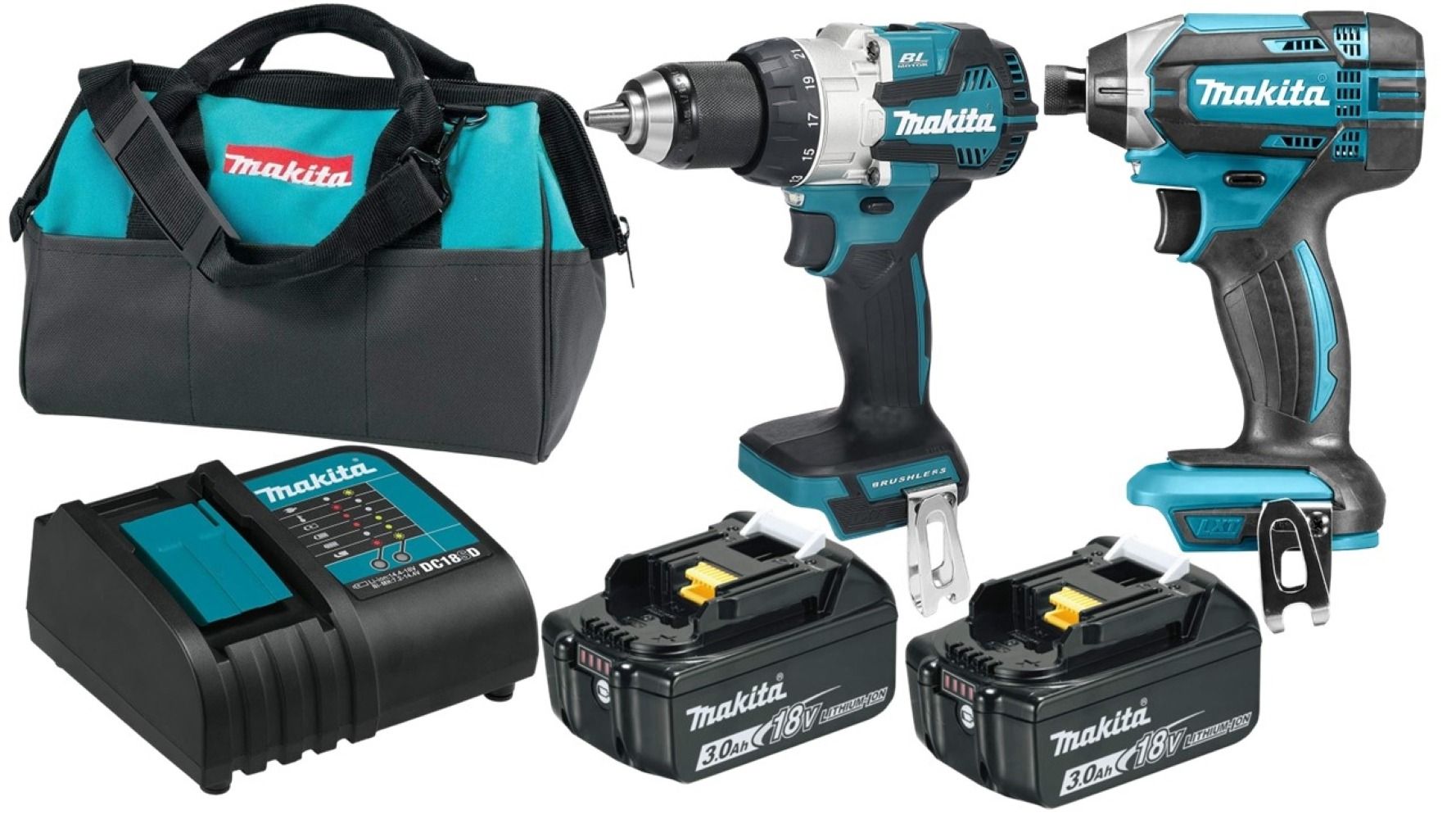 Combo Rotomartillo y Atornillador 18V 2+2+1 Makita – Kit Profesional de Herramientas Inalámbricas
