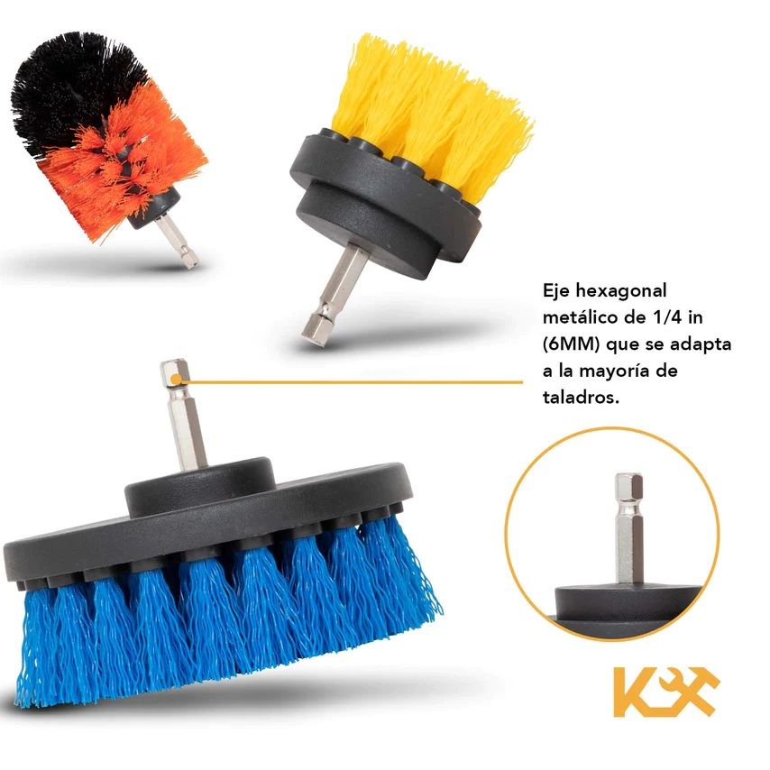 Cepillo para Taladro Juego 10 Piezas para Limpieza Cerdas Multiusos 300159 Kingsman