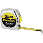 Flexómetro PowerLock 5 Metros / 16 Pies Profesional con Cinta Reforzada de Nylon 33-158MX Stanley
