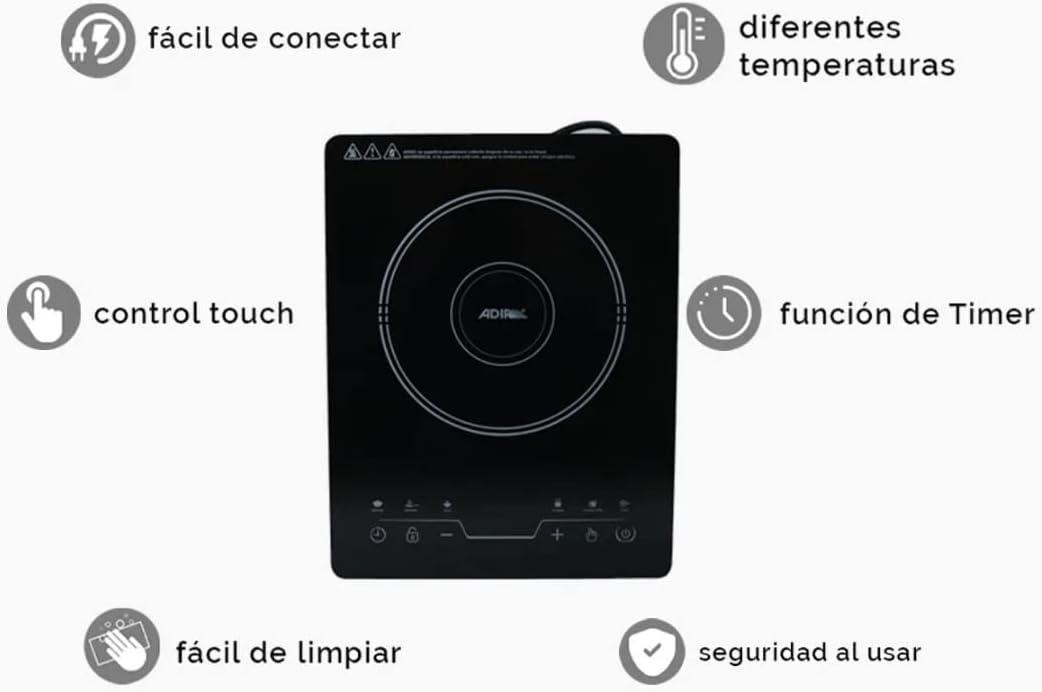 Parrilla de Inducción Eléctrica 1 Quemador | Portátil, Rápida y Segura para Cocina Moderna