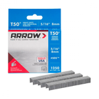 Grapas T50 #505 Arrow – 5/16″ (≈ 8 mm) pierna × 3/8″ (≈ 10 mm) corona, caja 1 250 pzs – Alta resistencia para grapadora T50