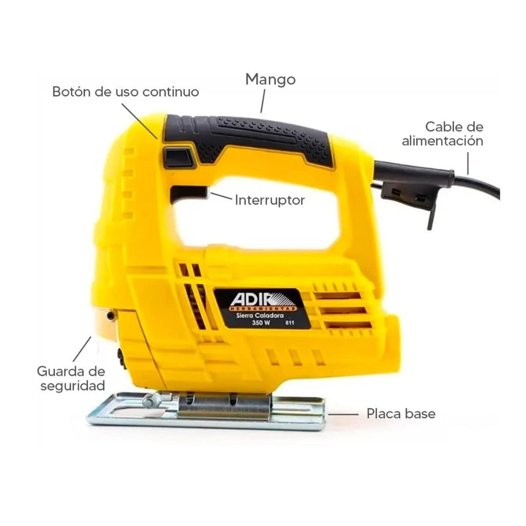 Sierra Caladora Eléctrica ADIR 811 Profesional 350W – Corte Preciso en Madera y Metal