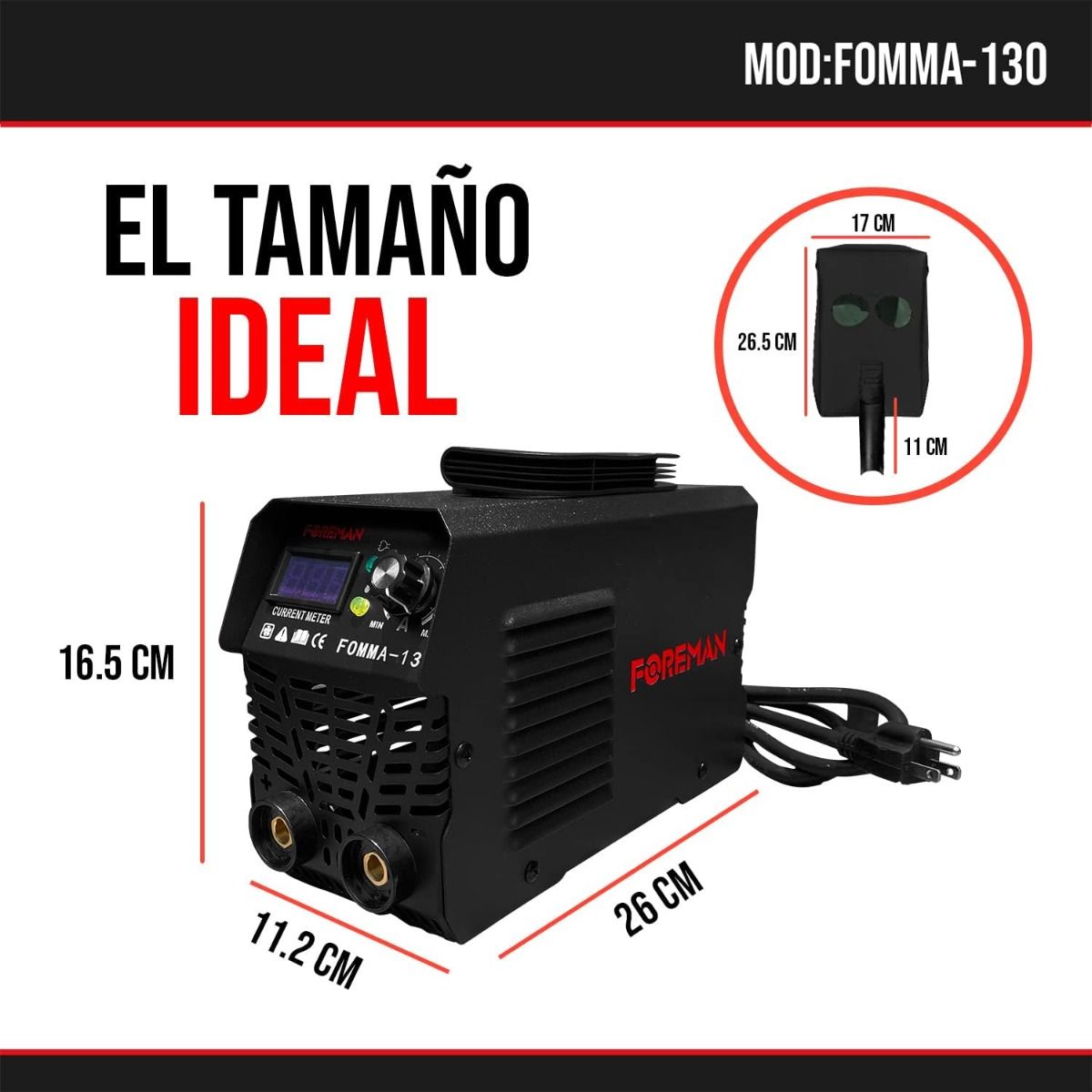 Soldadora Inversora 130A FOMMA130 FOREMAN | Máquina de Soldar Portátil con Tecnología IGBT y Alto Desempeño Profesional