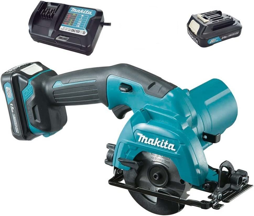 Sierra Circular Inalámbrica Makita HS301DWYE 12V Max CXT con Baterías, Cargador y Estuche Makpac