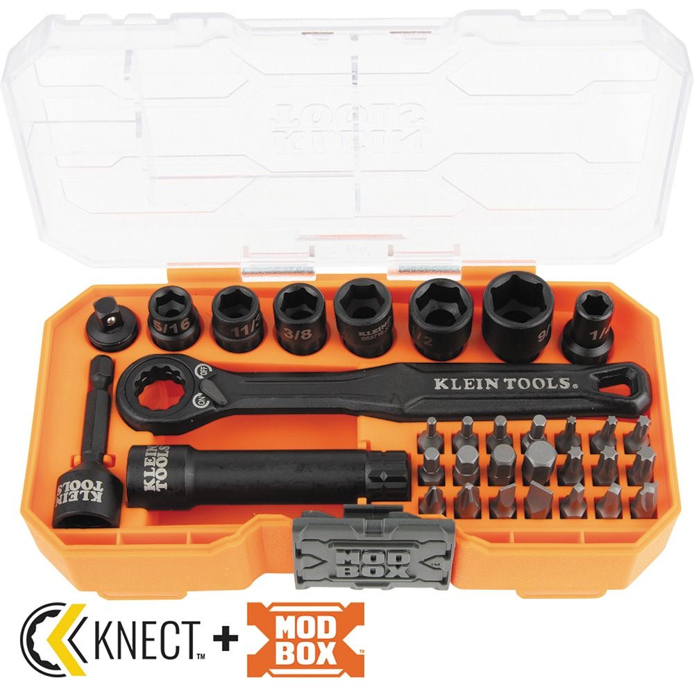 Juego 32 Piezas Klein Tools KNECT™ 65300 | 1/4″ Drive Pass-Through Impact-Rated Socket & Bit Set