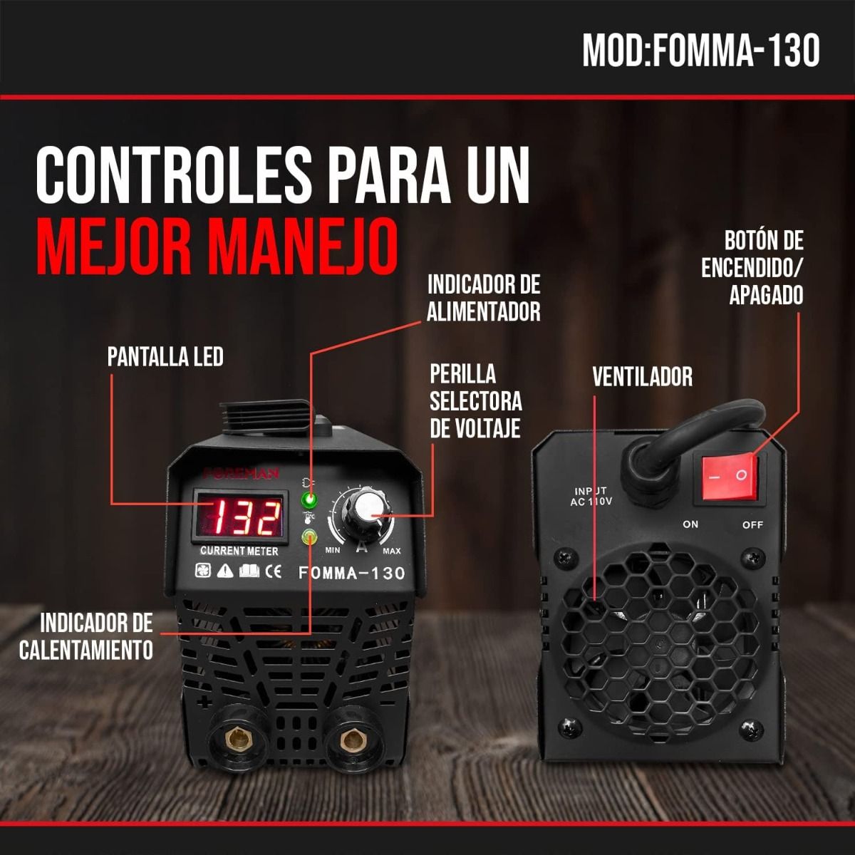 Soldadora Inversora FOREMAN FOMMA130 de 130A – Compacta, Portátil y Eficiente para Uso Profesional