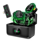 Juego inalámbrico 2 micrófonos lavalier + receptor Lightning para iPhone/iPad/Android – Kit vlog/retransmisión profesional