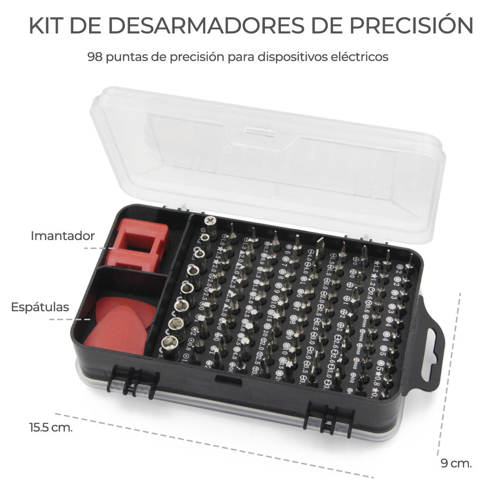Kit de Herramientas 100 en 1 para Reparación de Celulares, Tablets y Laptops – Desarmadores de Precisión Profesionales