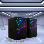 Bocinas Gaming RGB para Computadora – Par de Altavoces con Cable USB y Plug 3.5 mm, Sonido Potente y Luces LED