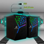 Bocinas Gaming RGB para Computadora – Par de Altavoces con Cable USB y Plug 3.5 mm, Sonido Potente y Luces LED