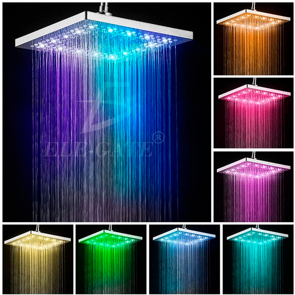 Cabezal de ducha con sensor de temperatura y luces LED RGB – Regadera moderna multicolor que cambia de color según el agua, sin baterías