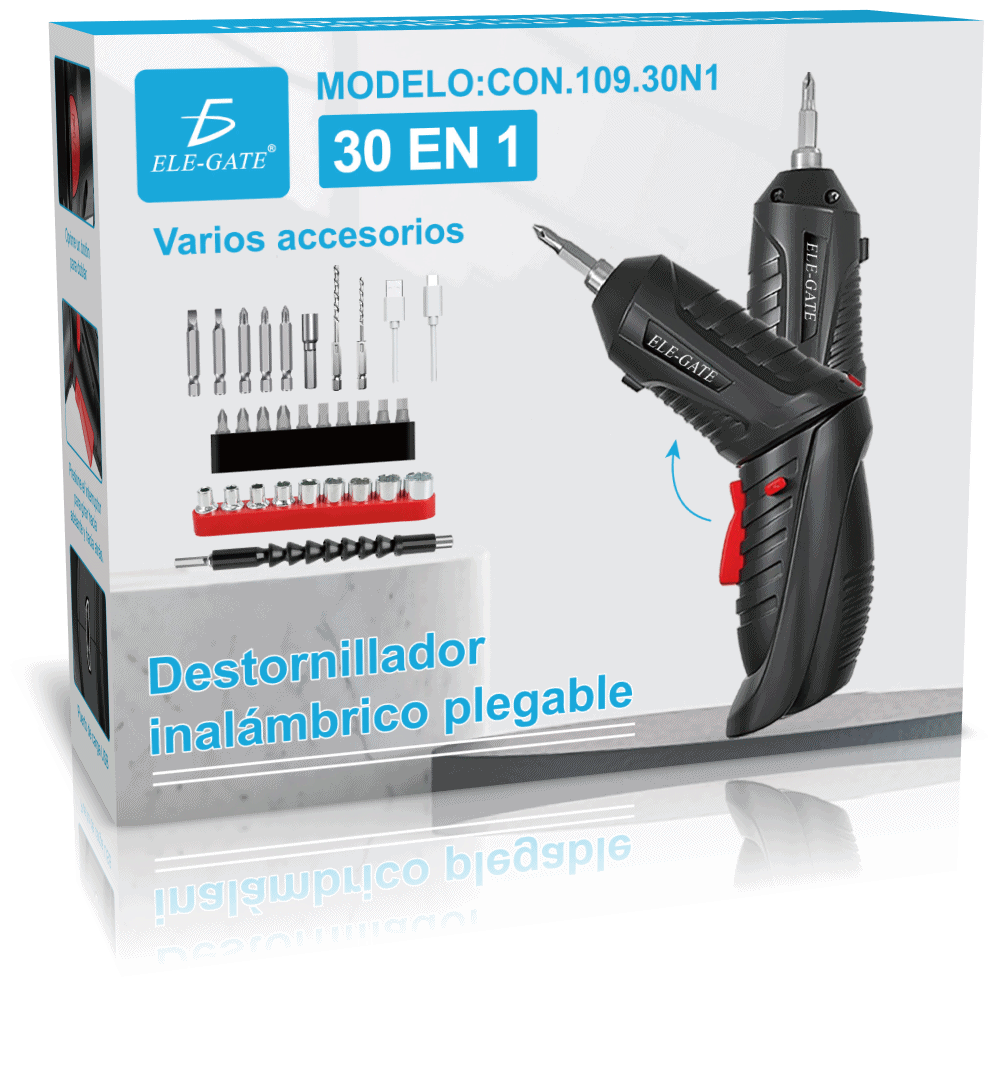 Destornillador Eléctrico 3.6V Recargable por USB – Multifuncional con Luz LED y Batería de Litio