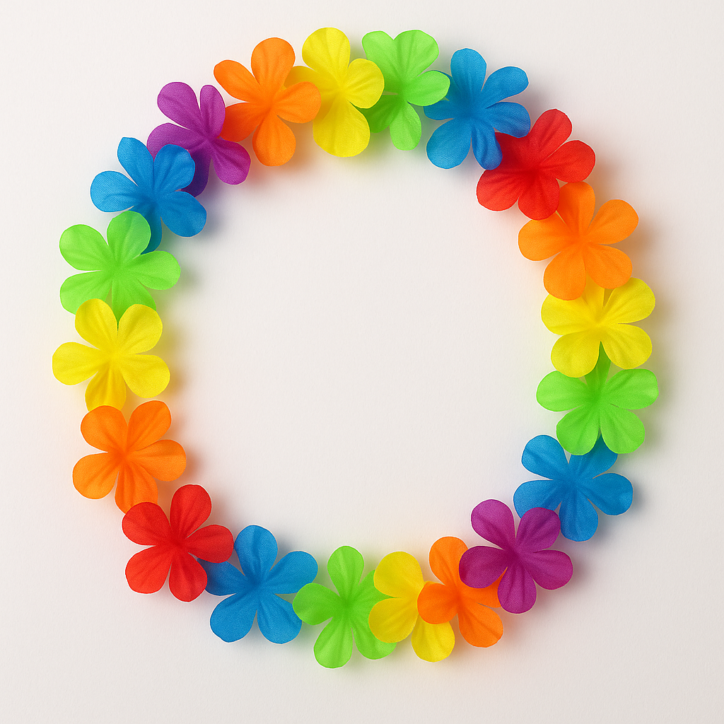 Collar Hawaiano de Flores Multicolor 12PZ – Accesorio Tropical para Fiestas, Eventos y Disfraces