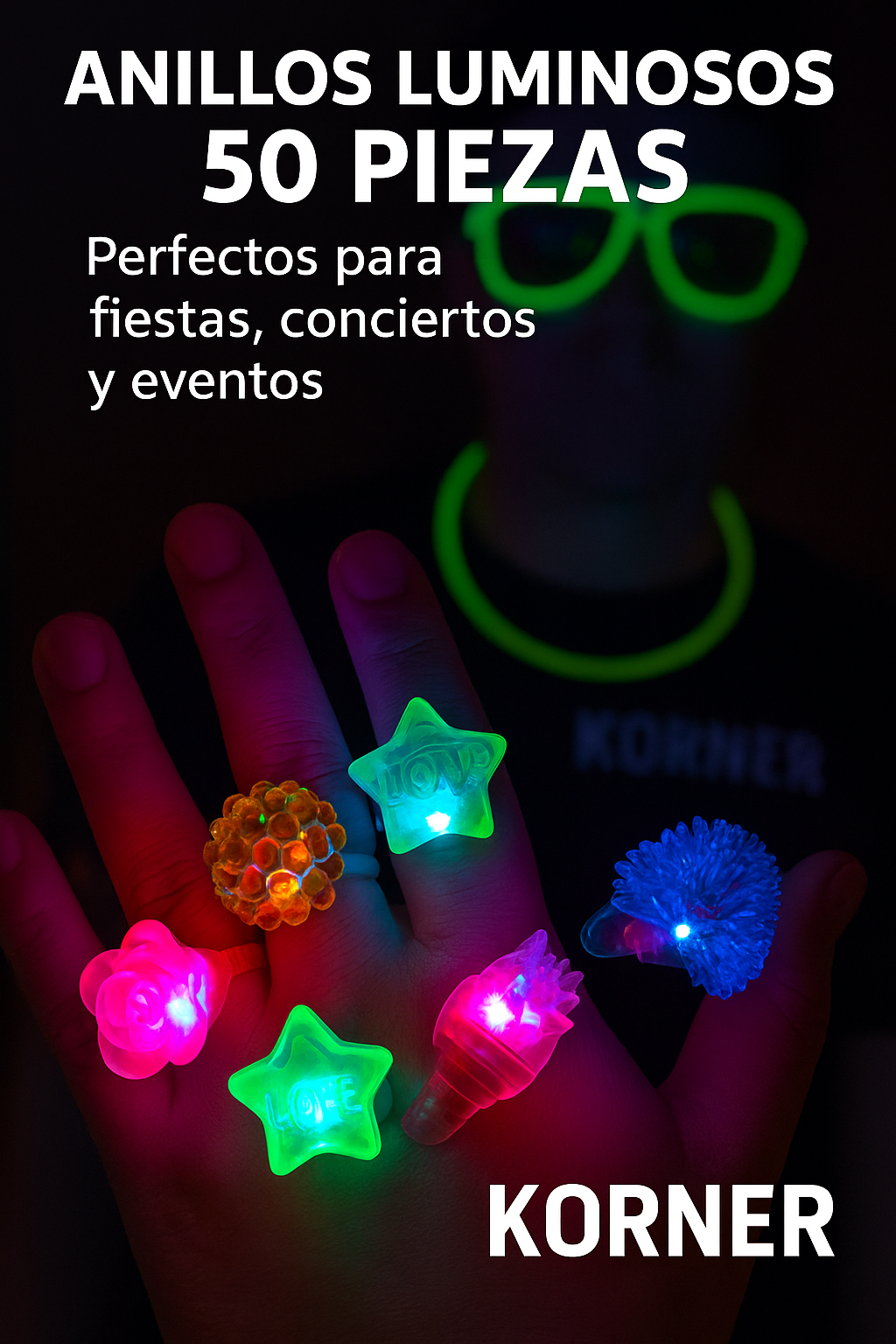 Anillos Luminosos de Goma con Figuras Divertidas – Accesorios LED para Fiestas, Eventos y Regalos Infantiles