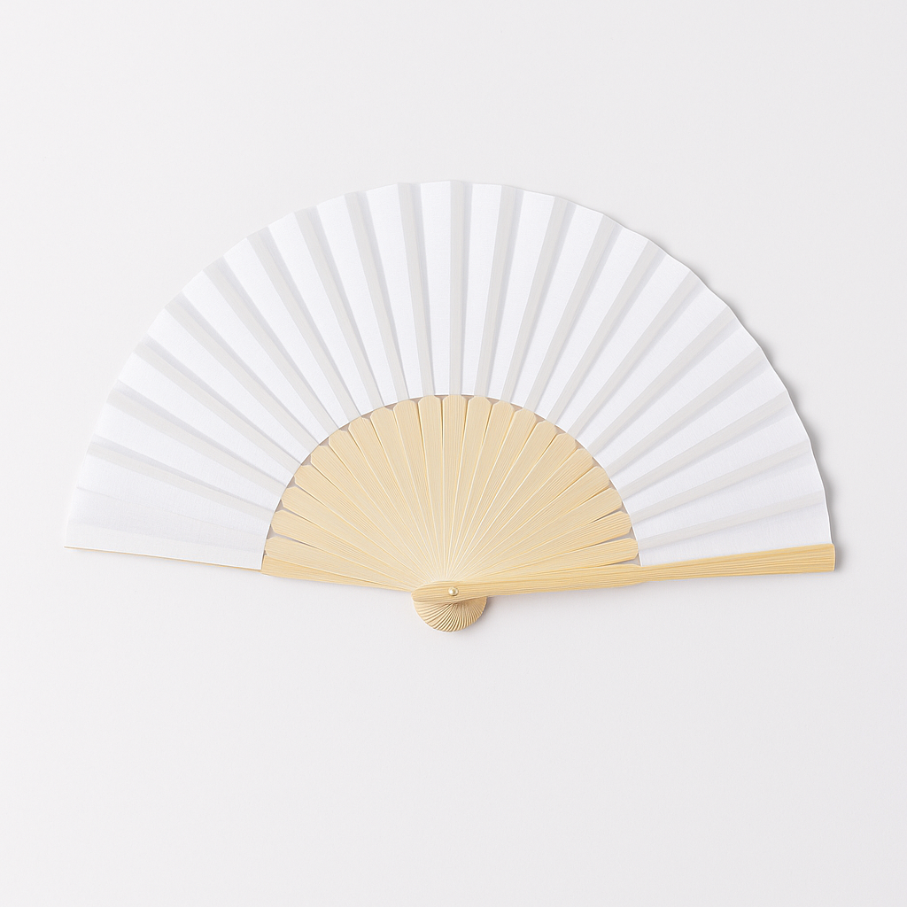 Abanico de Bambú Blanco 12 pz – Accesorio Elegante, Ecológico y Reutilizable para Eventos y Regalos