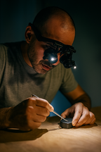 Lupa Tipo Gafas con 4 Aumentos MO-018 Verden | Manos Libres con Luz LED para Joyería, Electrónica y Manualidades