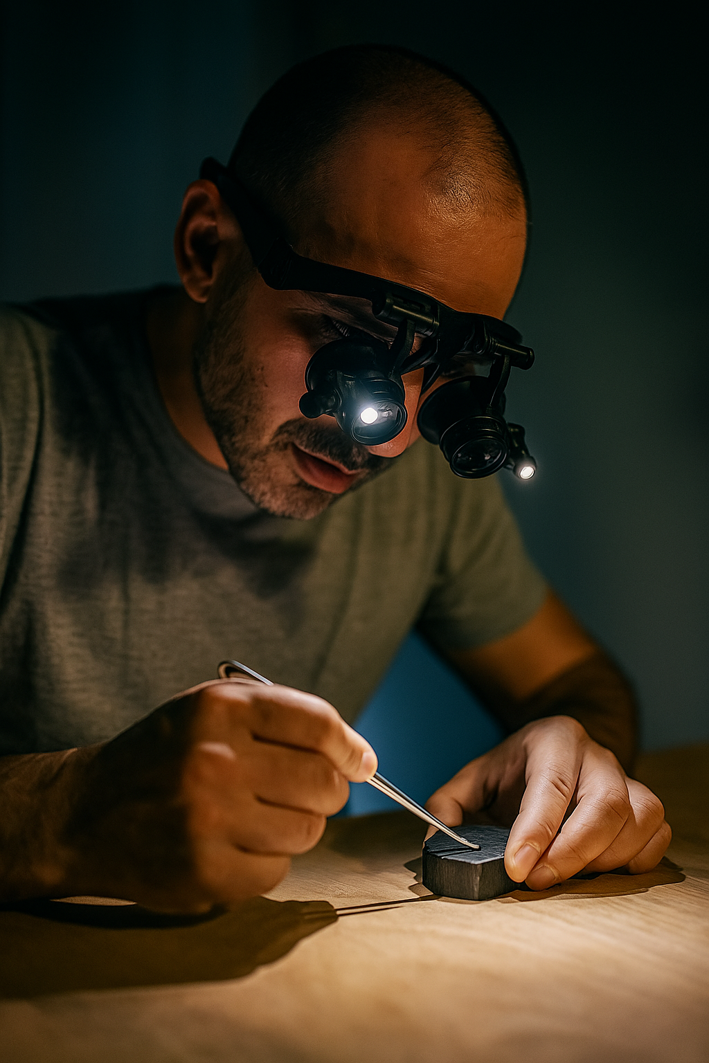 Lupa Tipo Gafas con 4 Aumentos MO-018 Verden | Manos Libres con Luz LED para Joyería, Electrónica y Manualidades