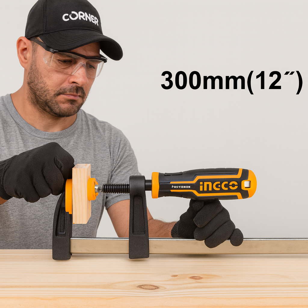 Sargento Para Madera 12” HFC020802 Ingco – Prensa F-Clamp Profesional 270kg