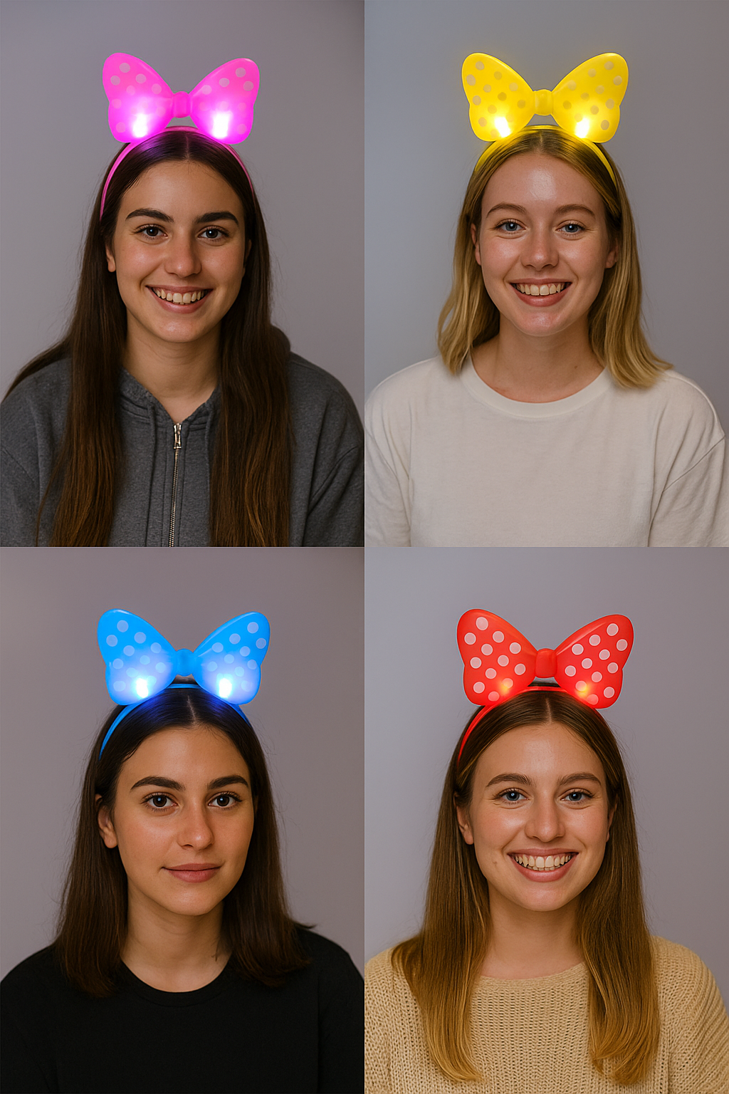 Diadema de Minnie con Luz LED – 12 pzs Accesorio Luminoso para Fiestas, Niñas y Disfraces Divertidos