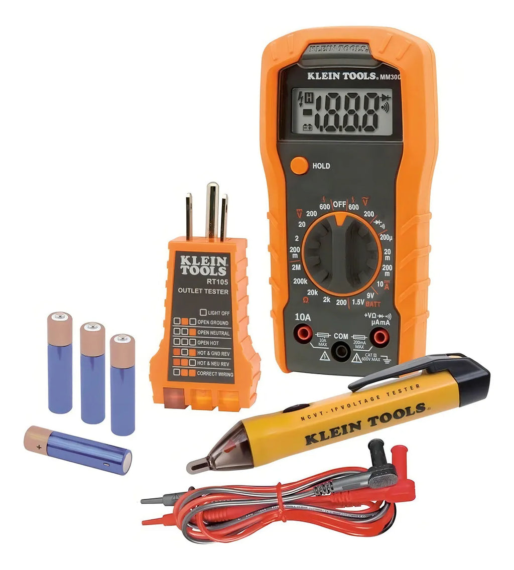 Kit de Prueba Eléctrica Klein Tools 69149P | Multímetro 600V, Probador de Tomacorriente y Voltaje sin Contacto