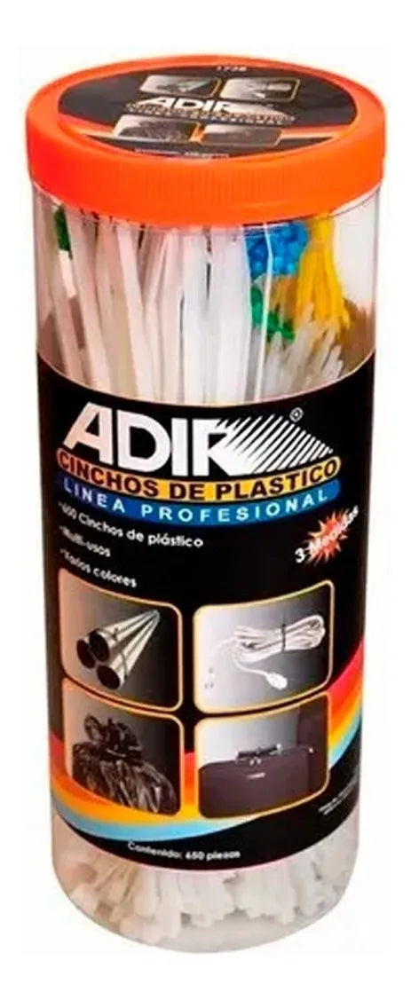 Cinchos Plásticos Adir Bote 650 Piezas – Abrazaderas de Nylon Resistentes y Multiusos