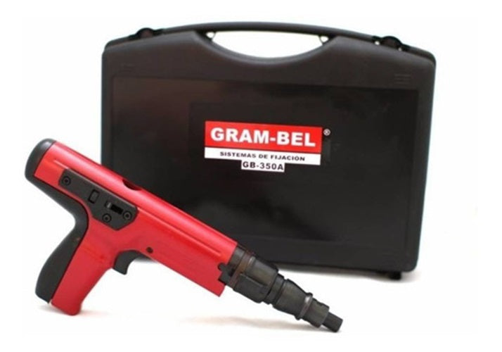Pistola de fijacion GB350A Gram-Bel con estuche negro, ideal para concreto y acero