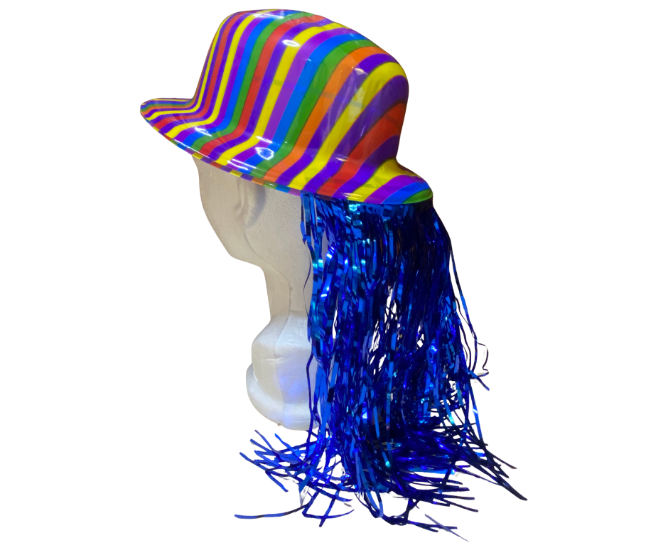 Sombrero Bombín con Peluca Integrada – Accesorio Divertido para Disfraces, Fiestas y Eventos Temáticos