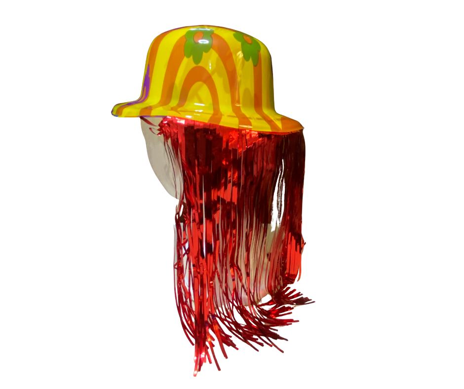 Sombrero Bombín con Peluca Integrada – Accesorio Divertido para Disfraces, Fiestas y Eventos Temáticos