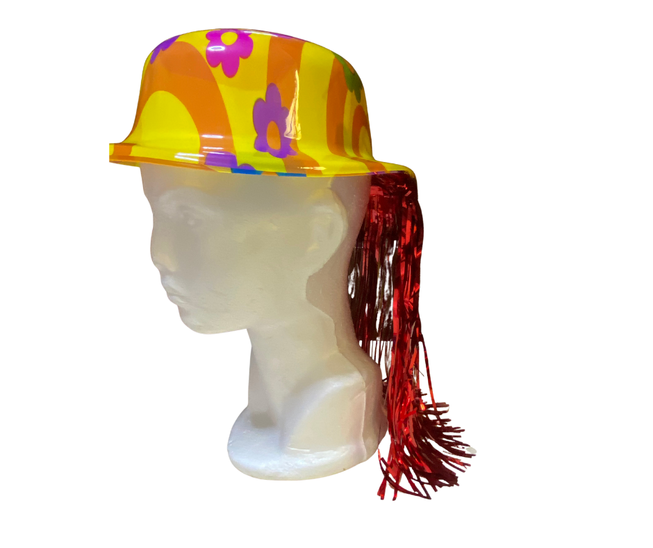 Sombrero Bombín con Peluca Integrada – Accesorio Divertido para Disfraces, Fiestas y Eventos Temáticos