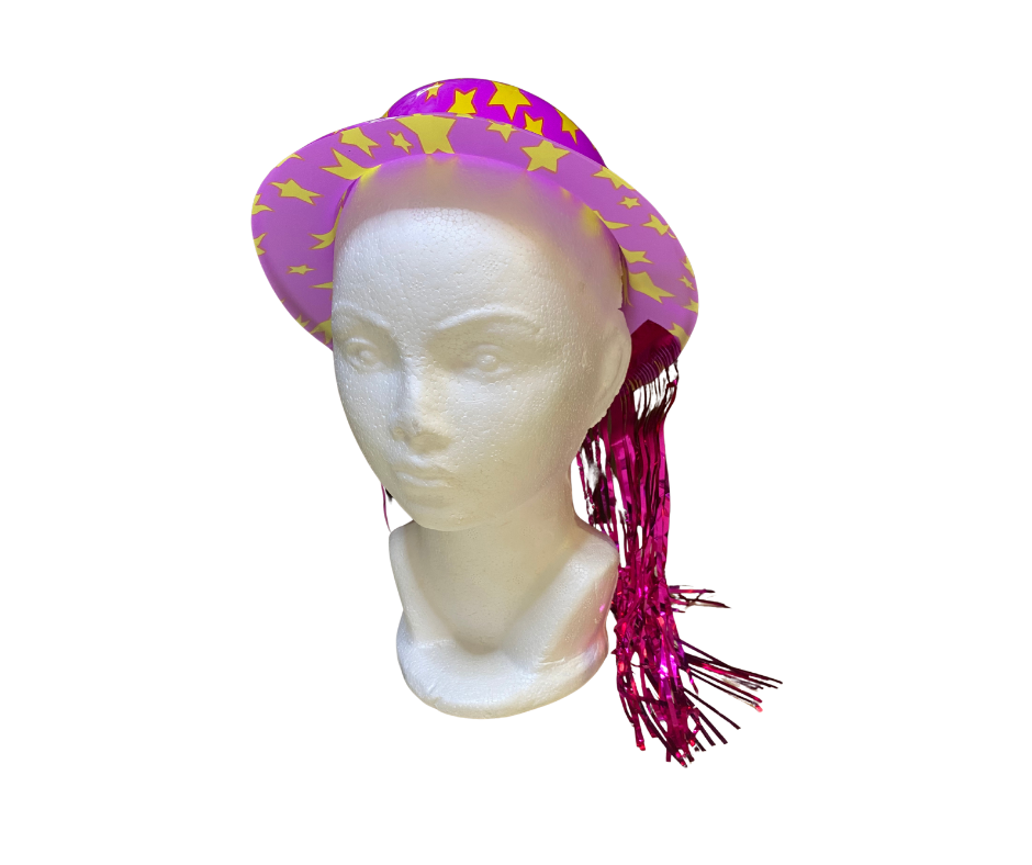 Sombrero Bombín con Peluca Integrada – Accesorio Divertido para Disfraces, Fiestas y Eventos Temáticos