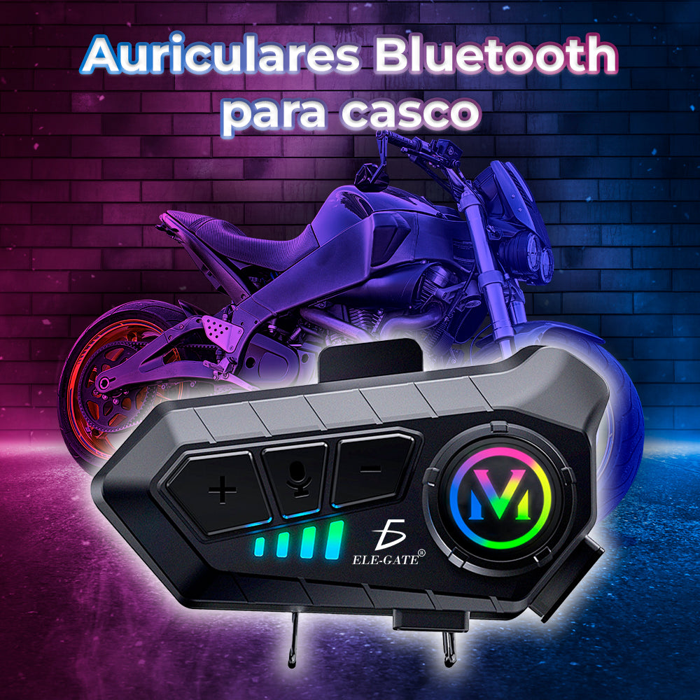 Auriculares Bluetooth comunicación para motocicleta – intercom moto 2 micrófonos (boom + ambiente), alcance 1200 m, manos libres, cancelación de ruido