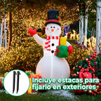 Muñeco de Nieve Inflable 1.5 m con Luz LED y Ventilador – Decoración Navideña exterior/interior, diseño animado, fácil montaje