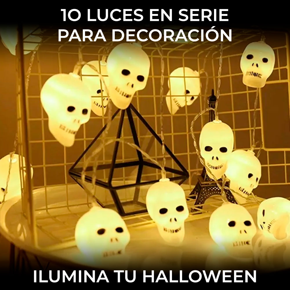 Serie de luces LED de calaveras para Halloween – Decoración luminosa festiva para interiores y exteriores, ideal para fiestas temáticas y casas embrujadas