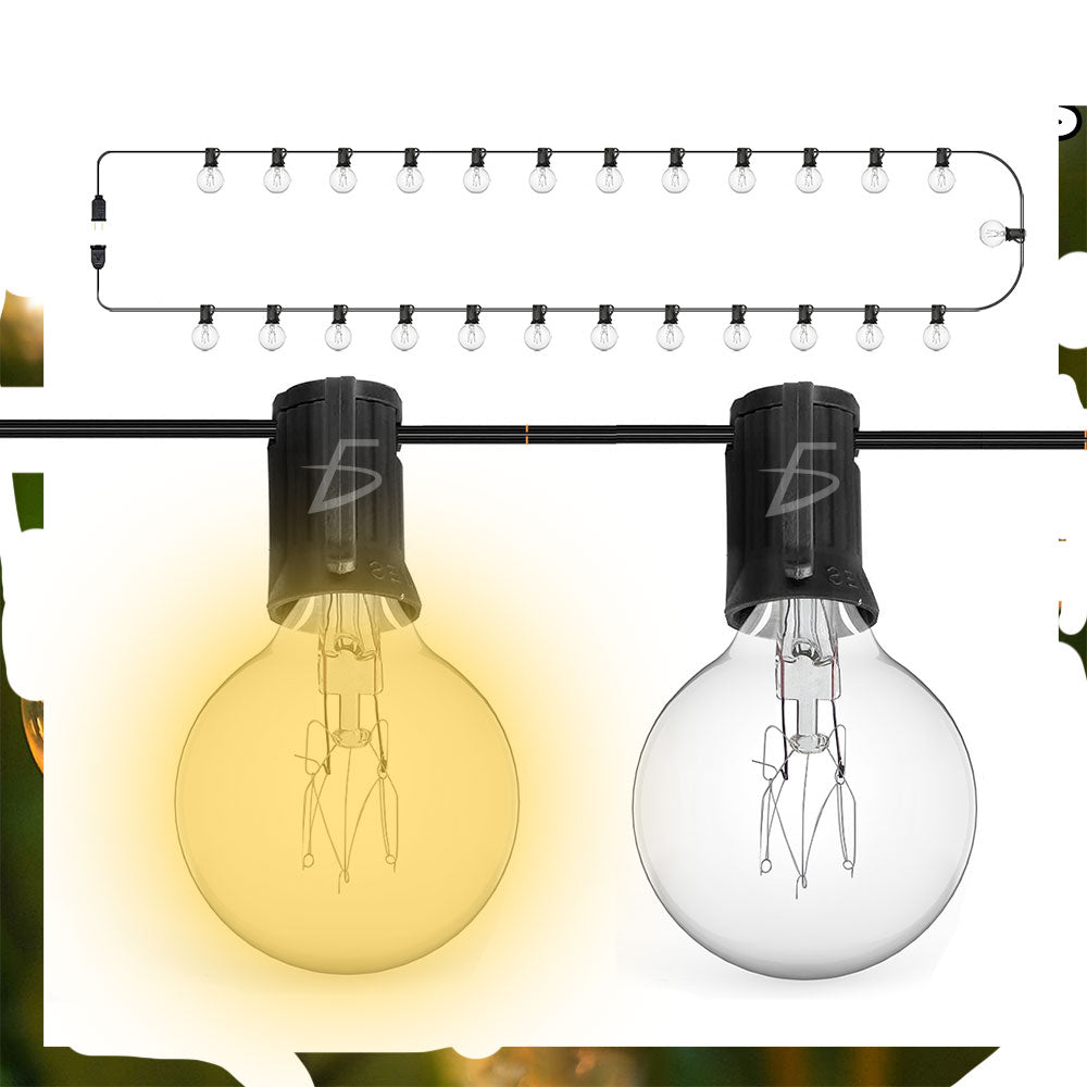 Guirnalda de Luces 7.5 Metros con 25 Focos G40 Impermeable – Iluminación Decorativa Exterior e Interior