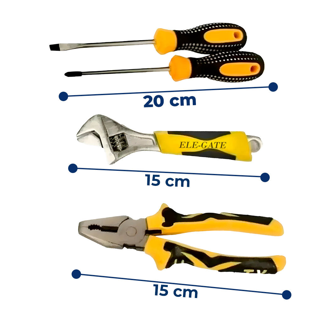 Juego de Herramientas 4 en 1 – Set con Desarmadores, Pinzas y Llave Inglesa para Reparaciones del Hogar y Taller