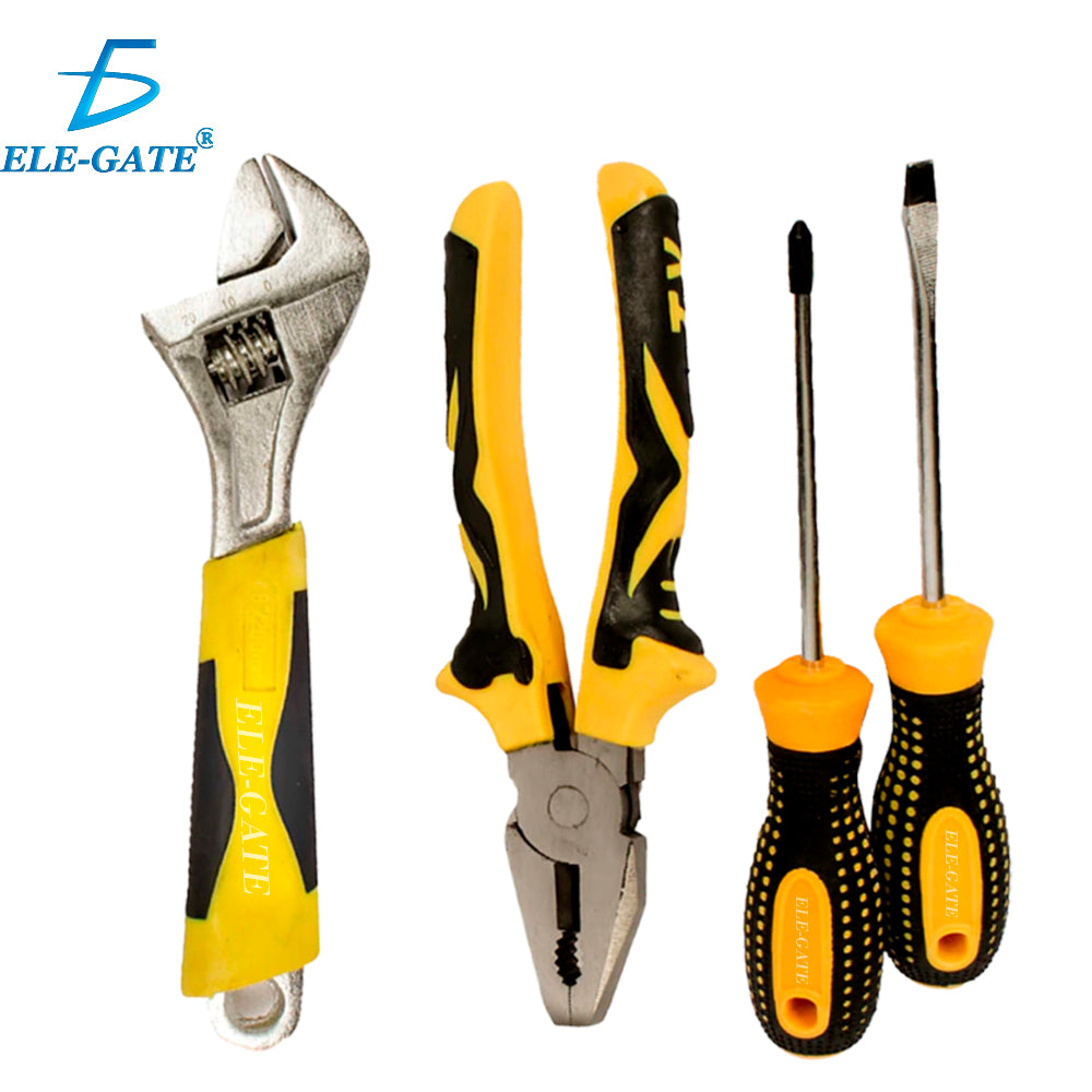 Juego de Herramientas 4 en 1 – Set con Desarmadores, Pinzas y Llave Inglesa para Reparaciones del Hogar y Taller