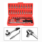 Juego de 46 Herramientas Mecánicas 1/4” con Estuche – Llaves, Dados y Extensiones Profesionales