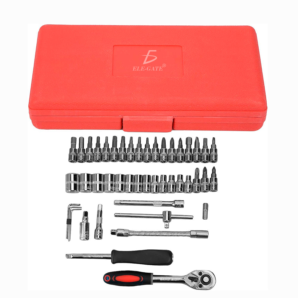 Juego de 46 Herramientas Mecánicas 1/4” con Estuche – Llaves, Dados y Extensiones Profesionales