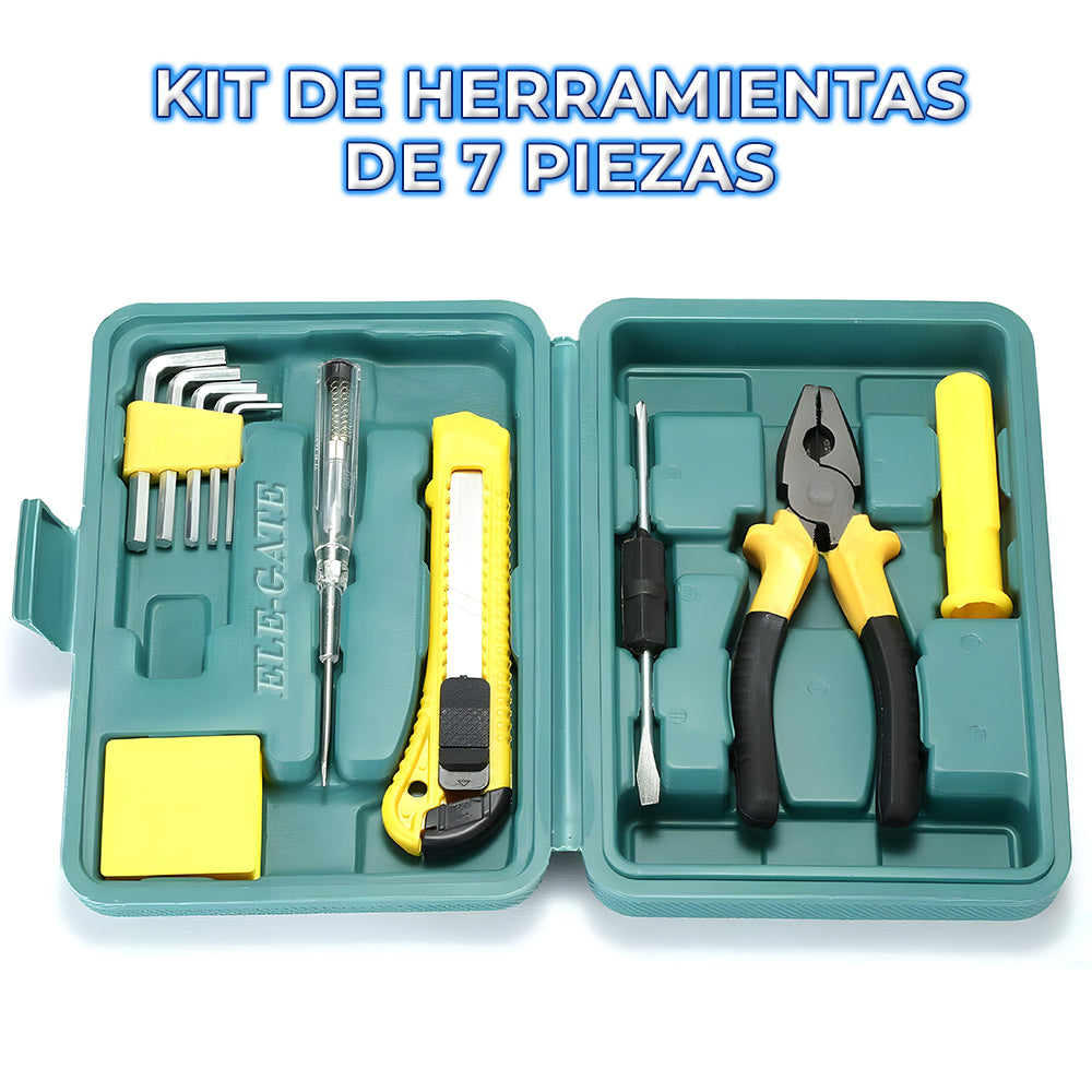Kit de Herramientas 7 Piezas – Juego Completo para Reparaciones del Hogar con Estuche Compacto