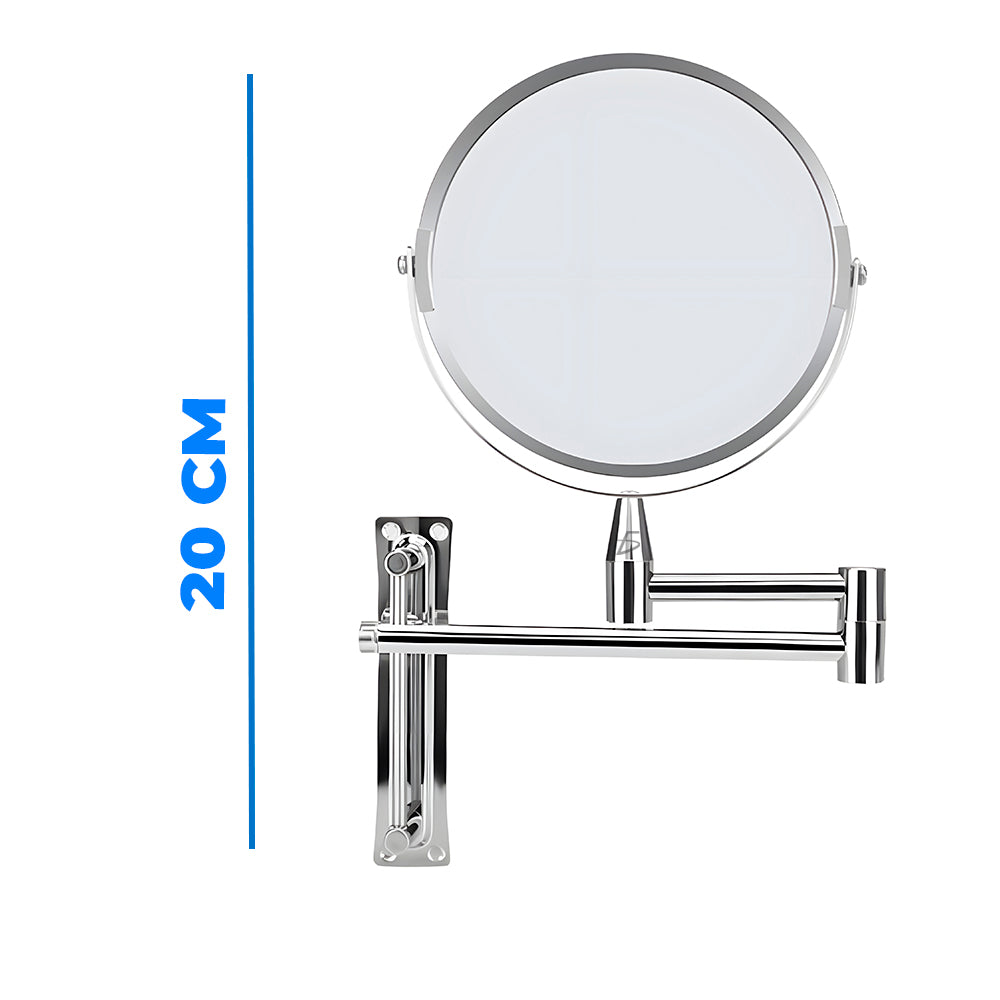 Espejo de tocador doble cara montado en pared – Espejo extensible con aumento y giro 360° ideal para maquillaje, afeitado y baño