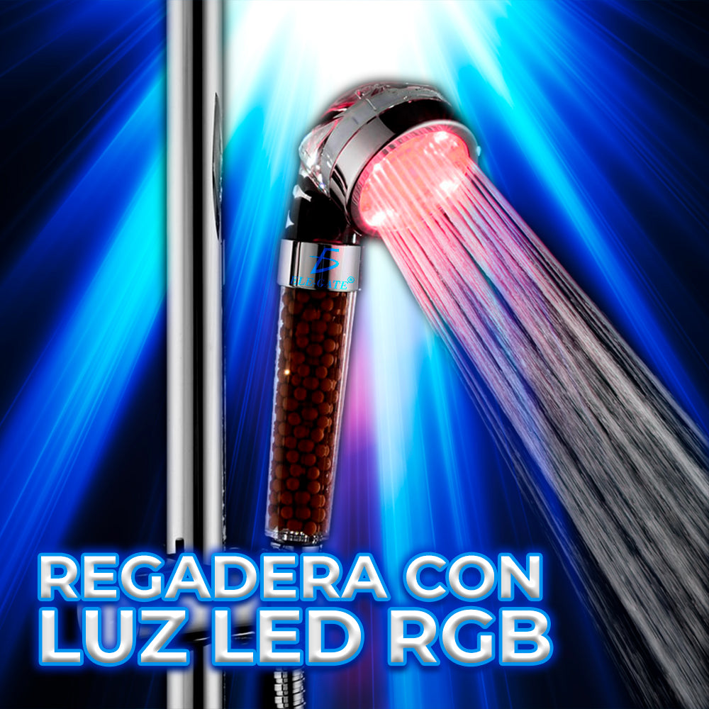 Regadera de Baño con Luz LED RGB y Piedras Filtrantes – Ducha Purificadora y Relajante con Efecto Spa