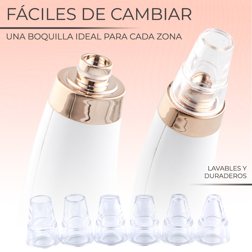 Limpiador de Poros y Extractor de Espinillas con 6 Cabezas – Succión Potente y Cuidado Facial Profesional