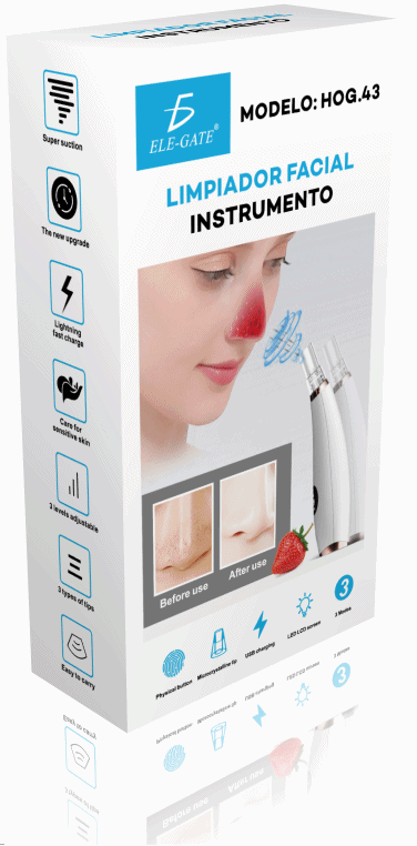 Limpiador de Poros y Extractor de Espinillas con 6 Cabezas – Succión Potente y Cuidado Facial Profesional