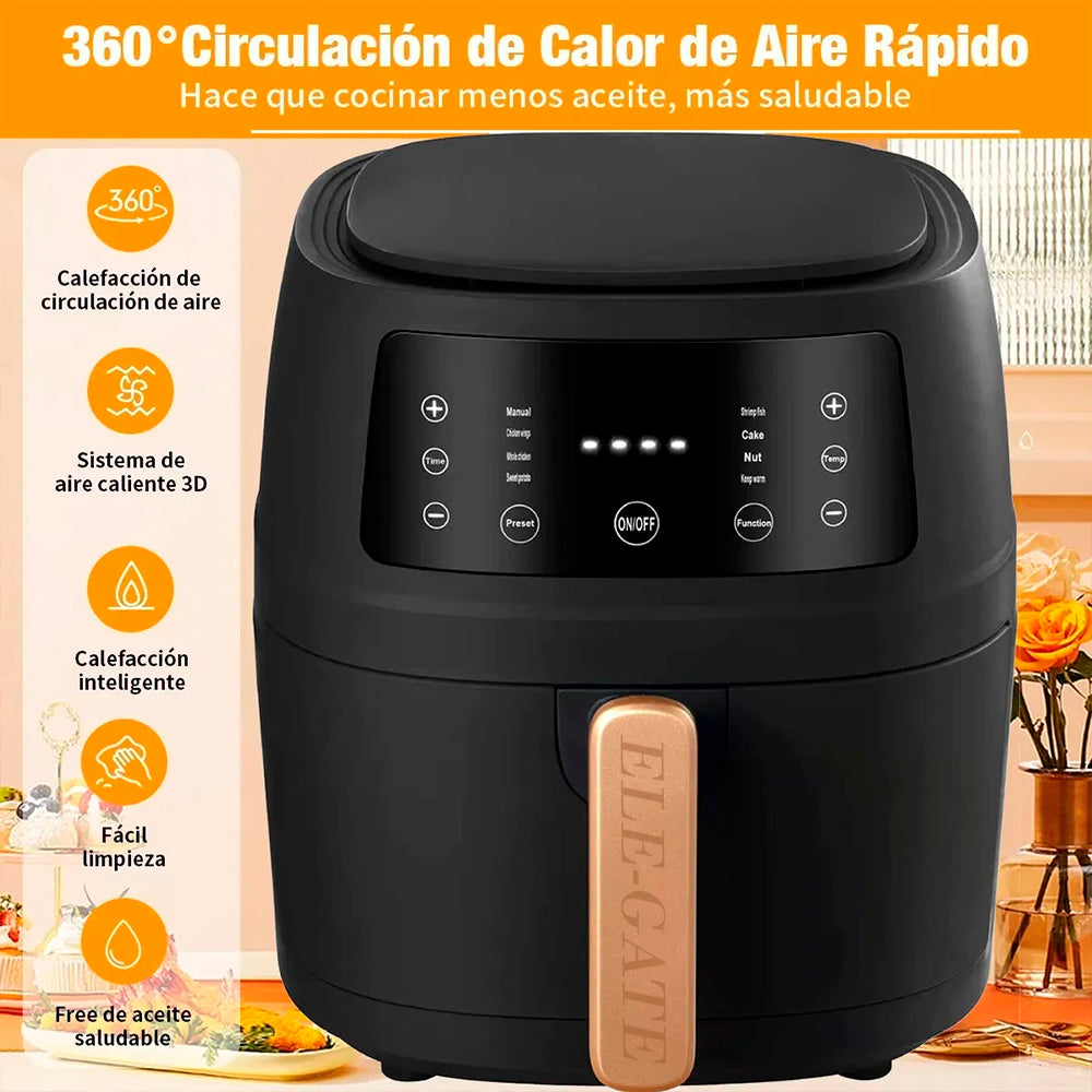 Freidora de Aire Digital 8 Litros 2400W – Pantalla Táctil, Sin Aceite, Antiadherente y de Alta Potencia
